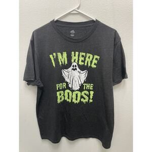 Way To Celebrate Halloween I'm Here For The Boos T-Shirt Sz L Gray Short Sleeve
